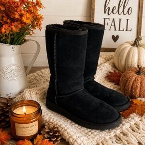 Koolaburra Black Suede Tall Faux-Fur Boots